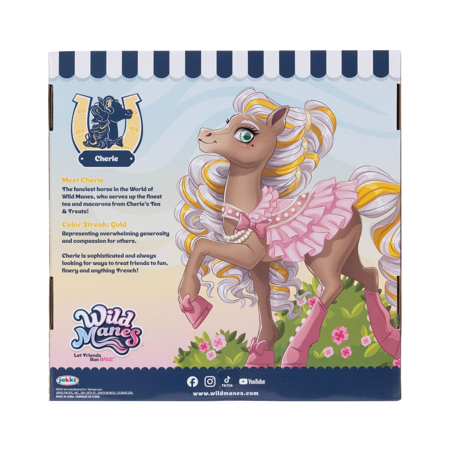 Wild Manes Horse Toys Cherie’s Tea and Treats Cart Playset with Cherie Horse Doll Figure, Includes Brush and Play Accessories