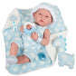 JC Toys La Newborn All-Vinyl-Anatomically Correct Real Boy 15" Baby Doll in Blue and Deluxe Accessories, Designed by Berenguer., Blue - Dots,