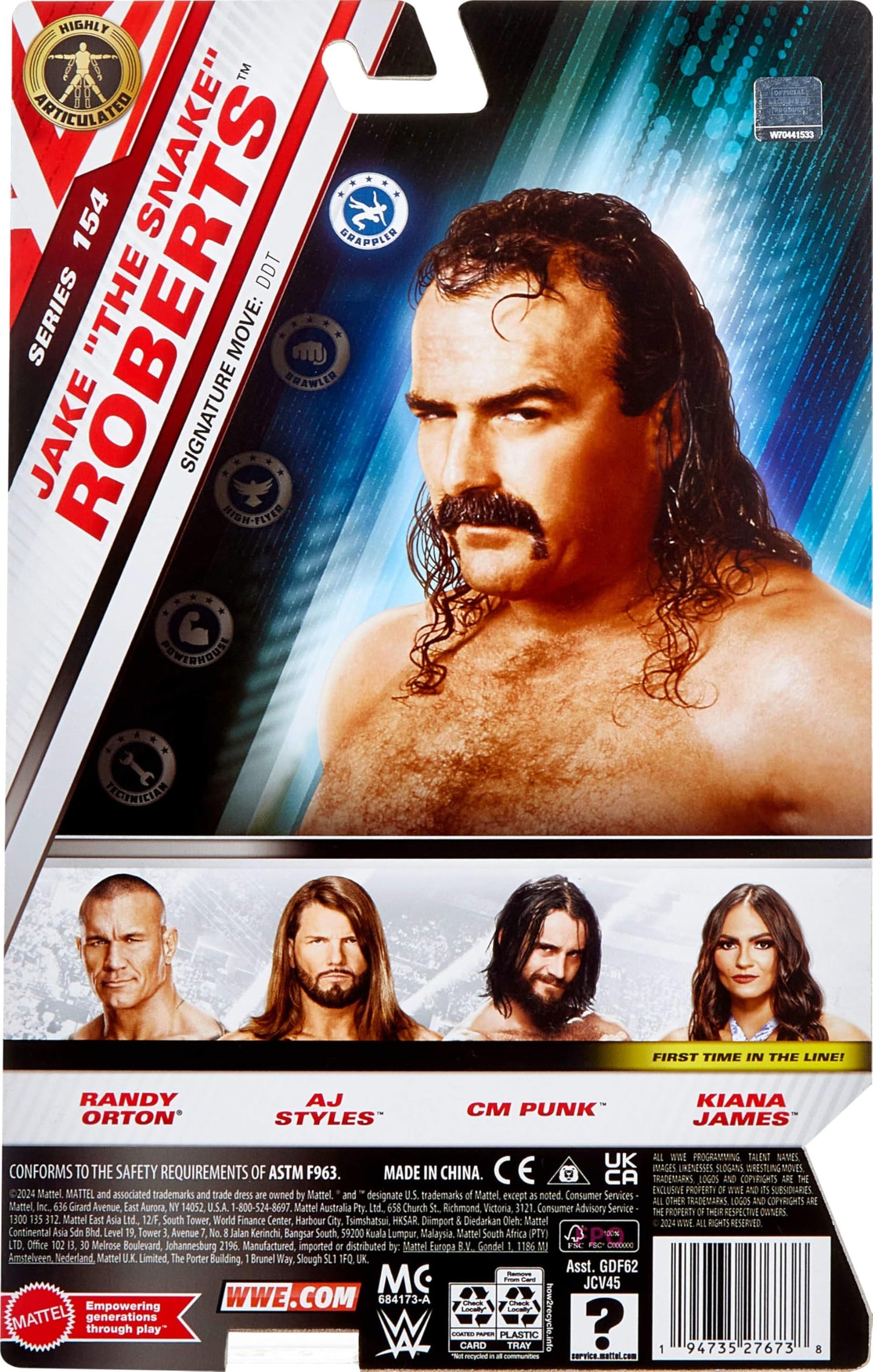 Mattel WWE Jake Roberts Action Figure, Main Event Series #154 6-inch Collectible with 10 Articulation Points & Life-Like Look