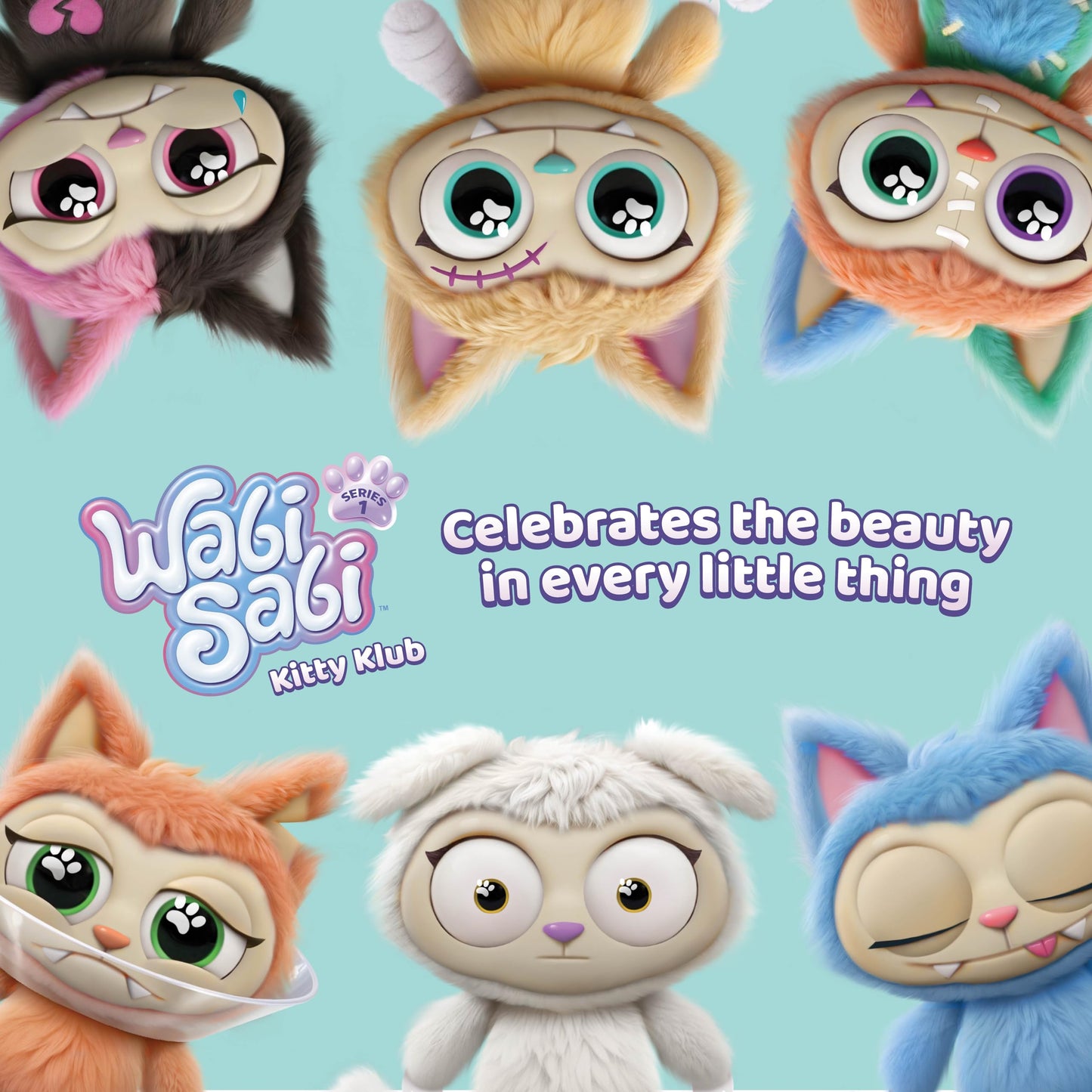 WabiSabi Kitty Club Blind Box by Relatable - Soft, Collectible, Blind Box Figures Plush on a Keychain, for Kids, Teens, and Collectors - Includes 1
