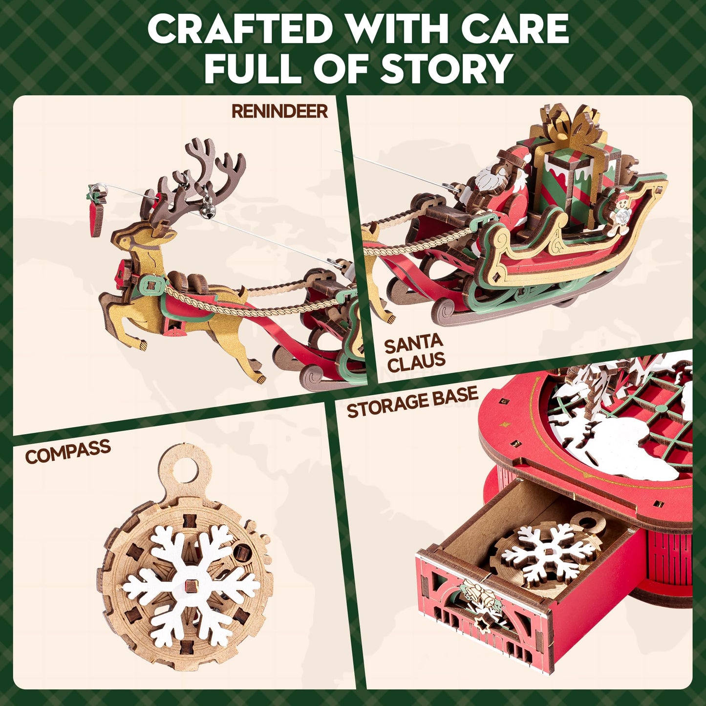 ROBOTIME 3D Wooden Puzzle for Adults - A Relaxing & Creative Wood Craft Model Kit to Build an Elegant Christmas Display for Home Decor
