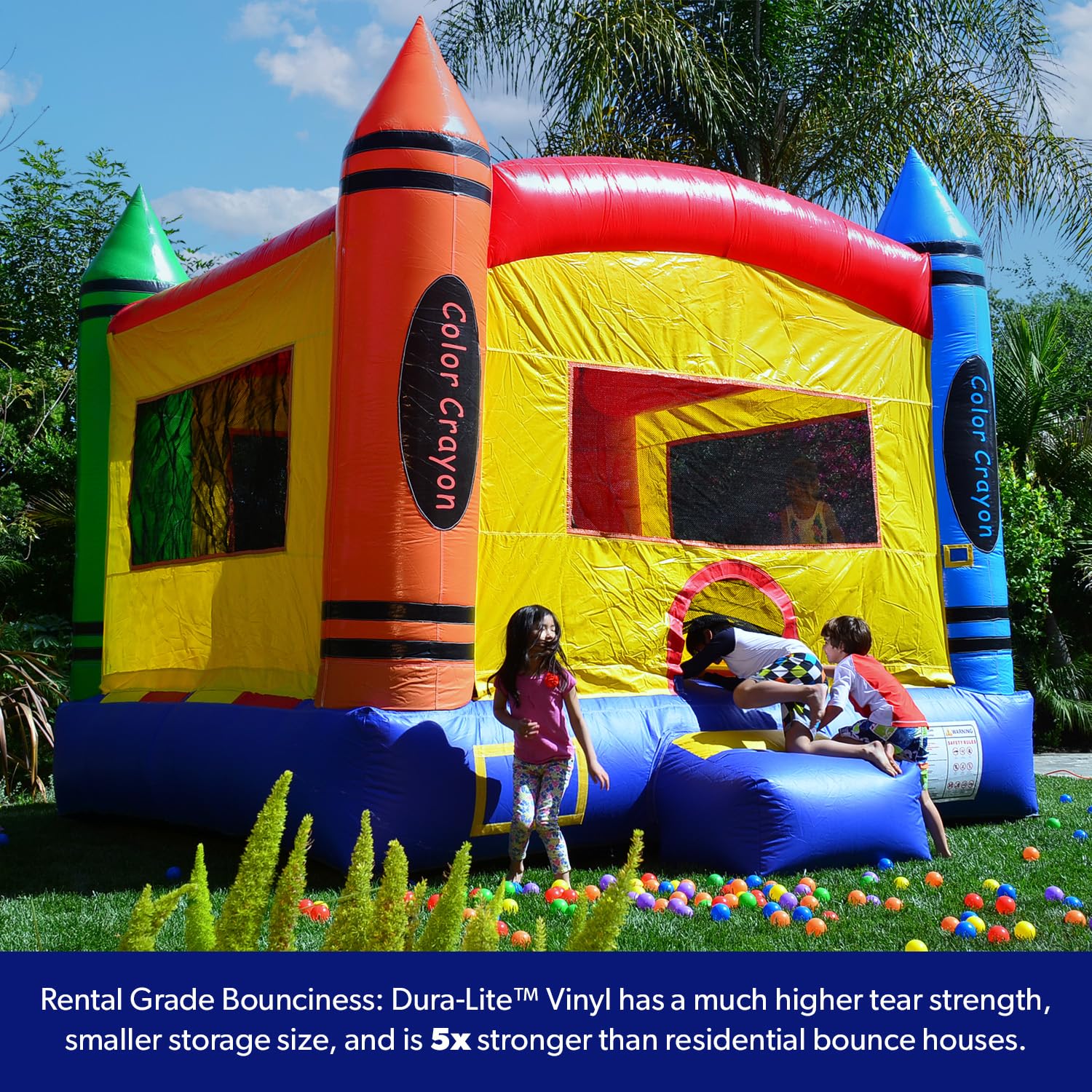 JumpOrange 15x13ft Color Crayon Commercial Grade 15oz PVC Bounce House