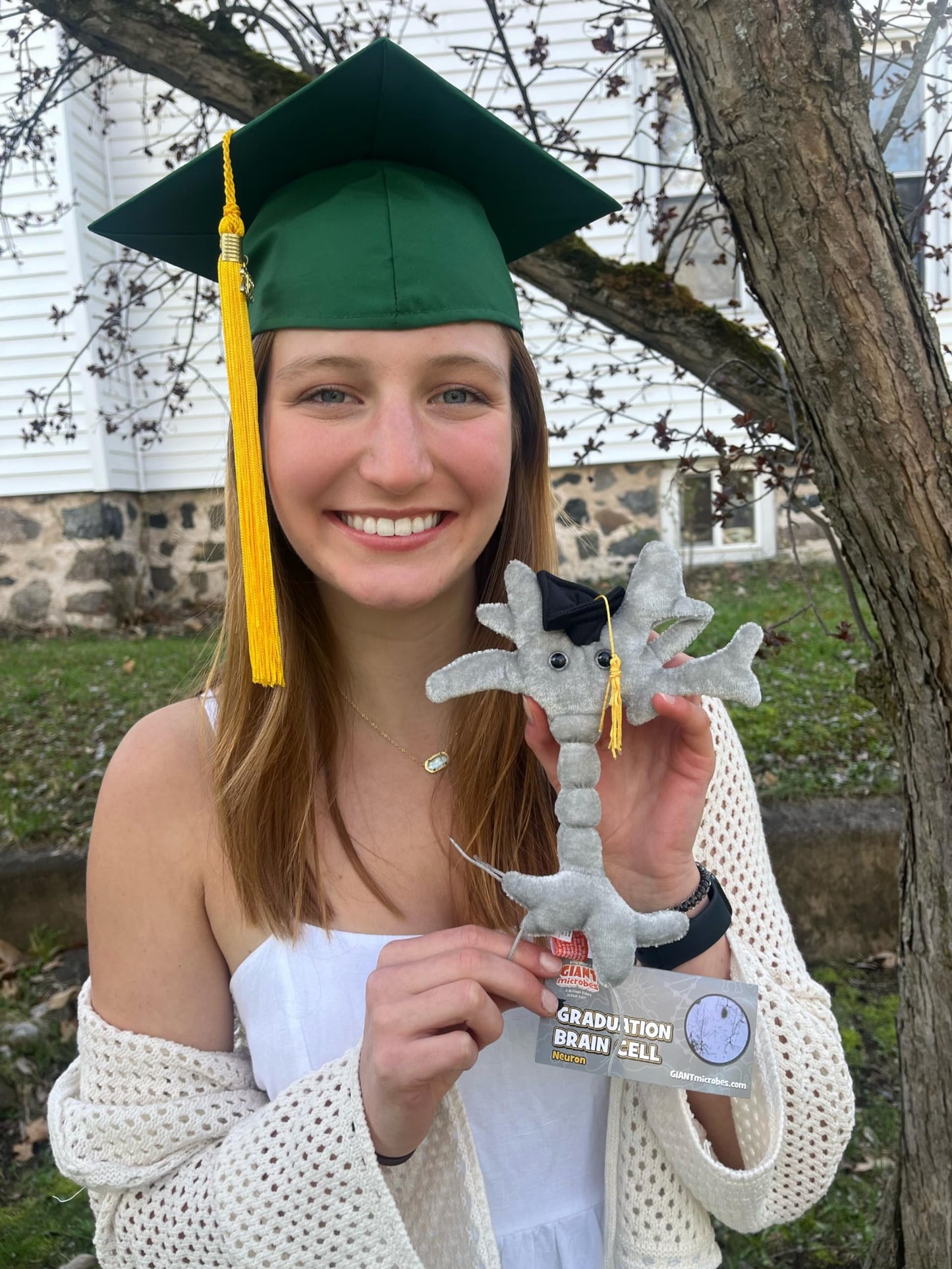 GIANTmicrobes Graduation Brain Cell Plush - Celebrate with our signature Brain Cell plush donning a graduation cap and tassel, Uniquely Fun Student
