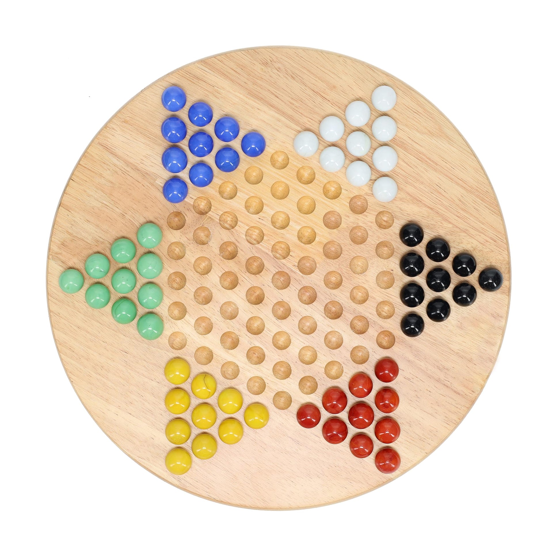 WE Games Solid Wood Chinese Checkers Set with Glass Marbles - 11.5 inches