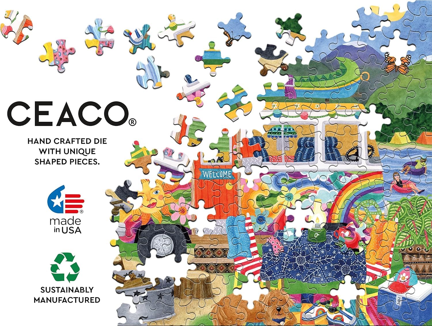 Ceaco - Happy Camper Waterfall Camper - 300 Piece Jigsaw Puzzle for Adults