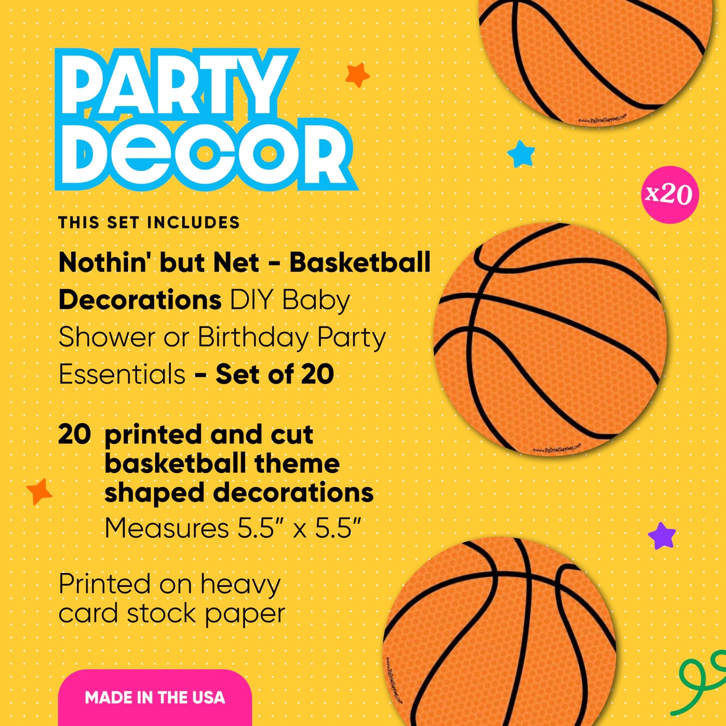 Big Dot of Happiness Nothin' but Net - Basketball Decorations DIY Baby Shower or Birthday Party Essentials - Basketball Birthday Decorations - Party