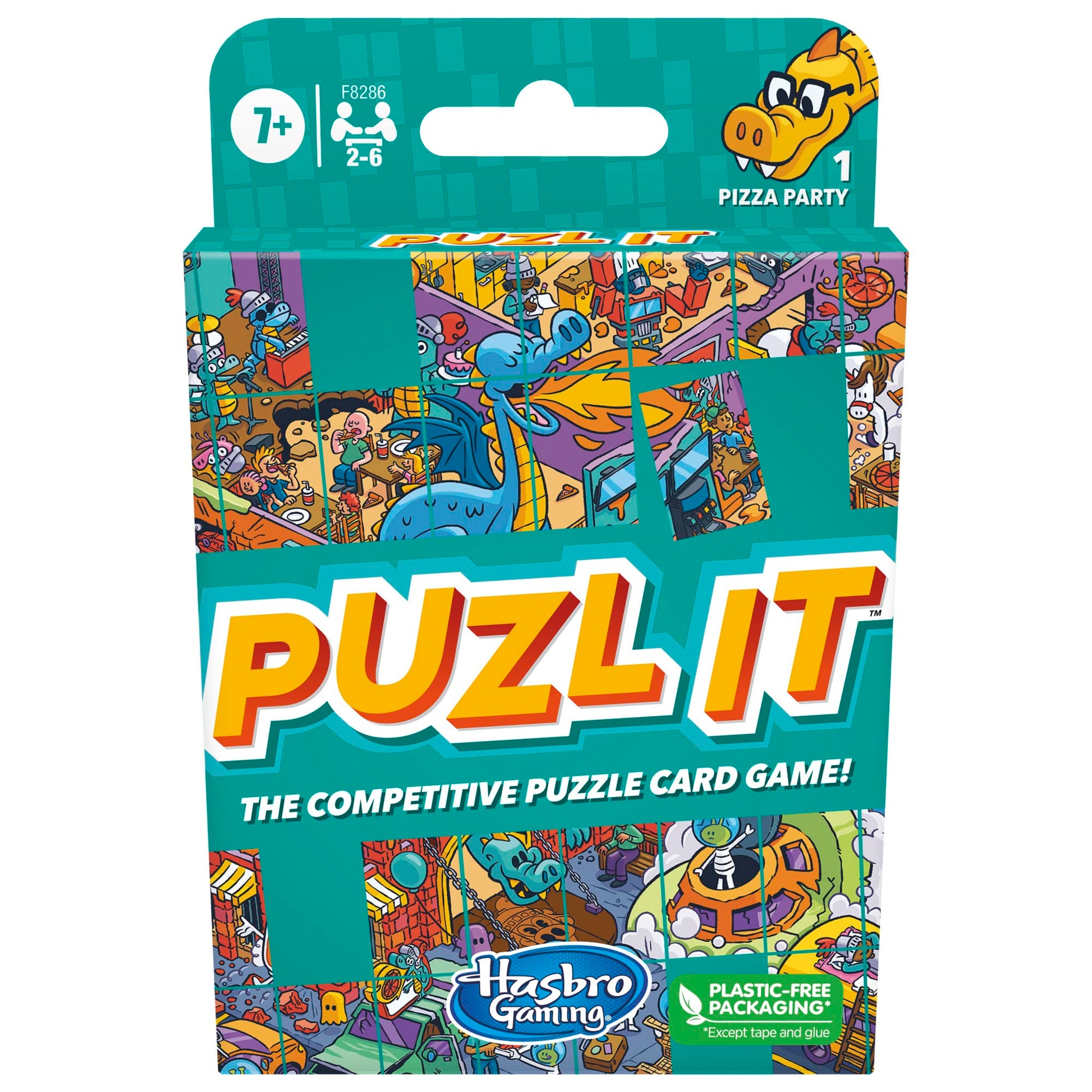 Hasbro Gaming Puzl It Game, Competitive Puzzle Card Game, Kids & Family Games, 2 to 6 Players, Pizza Party Theme, Fun Summer Activities, Vacation