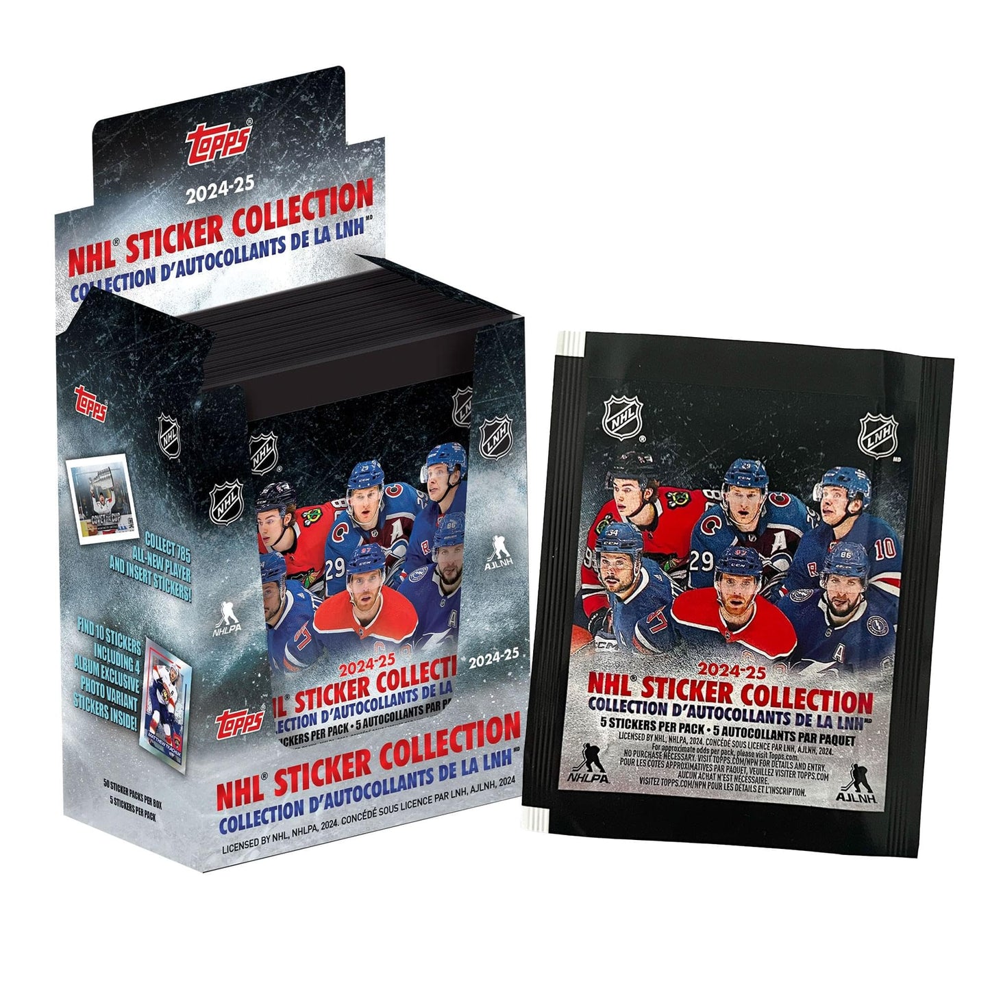 2024-2025 TOPPS NHL Hockey Sticker Collection - 50 Packs Per Box