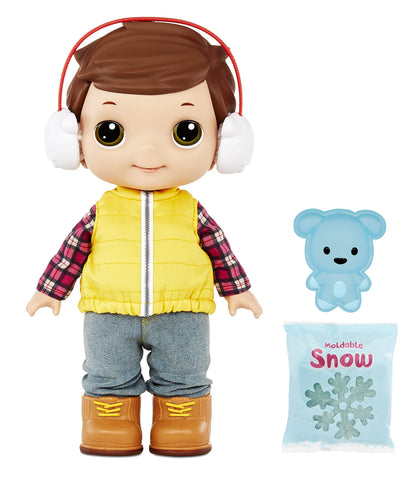 Lilly Tikes Snow Day Tommy Doll with Winter Vest Outfit, White Ear Muffs & Puppy Snow Mold, 12" Tall, Including Accessories, Winter Play- Gift for