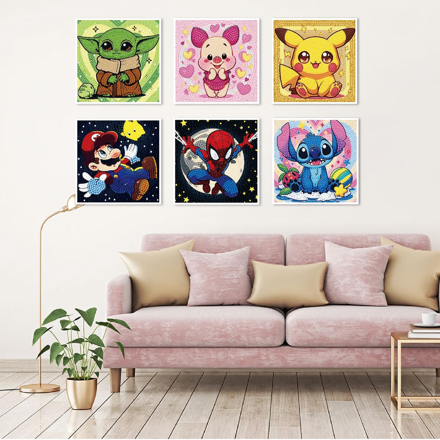 Baiwanerxiang Diamond Art Kits for Kids Ages 8-12, 6 Pcs Diamond Painting for Kids Full Drill Diamond Art Gem by Number for Kids Mosaic DIY Craft