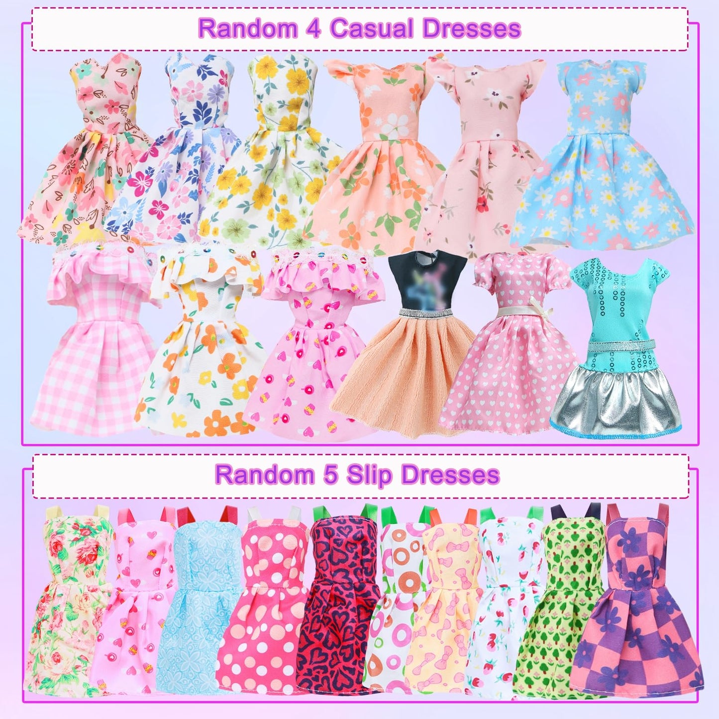 34Pcs Fashion Doll Clothes Sets for 11.5 inch Girl Doll, 4 Casual Dresses