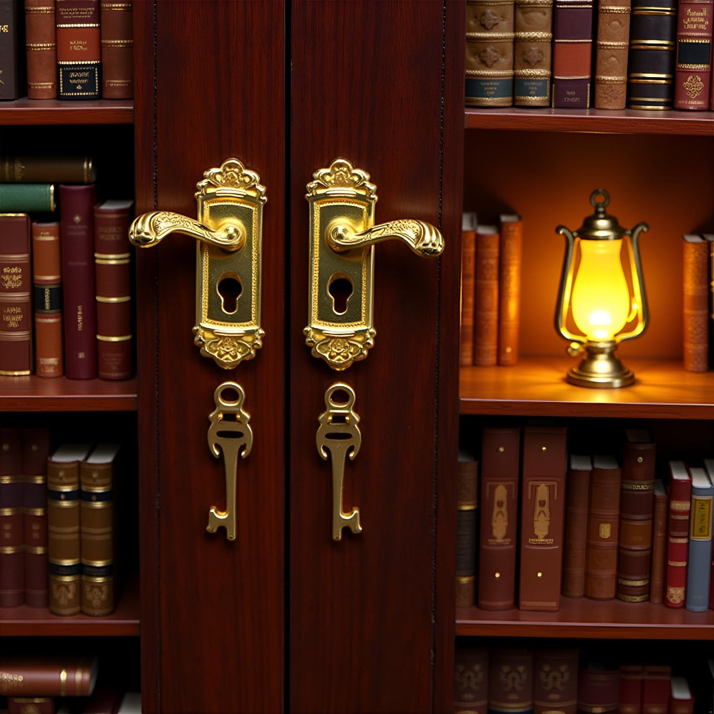 2 Pair Gold Left and Right Handles 1/12 Miniature Door Handle Dollhouse Decoration Accessories