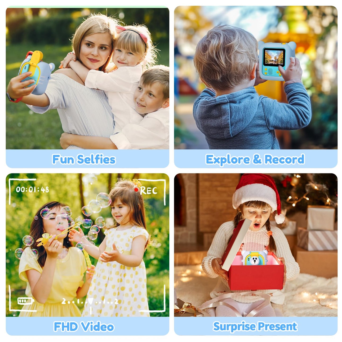 Kids Camera Instant Print, 7 Print Paper (4 Color: O/R/G/B+3 B&W), 2.4" Screen Instant Camera for Kids Ages 3-12,1080P, 180°Flip Lens,32GB Card