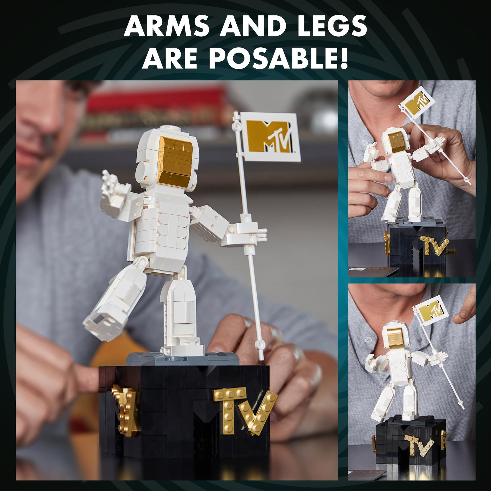 Brickcraft MTV Moon Person Building Set for Adults, Official Licensed Music Award Trophy Collectible, Creative Retro Decor Gift for Men Women Teens