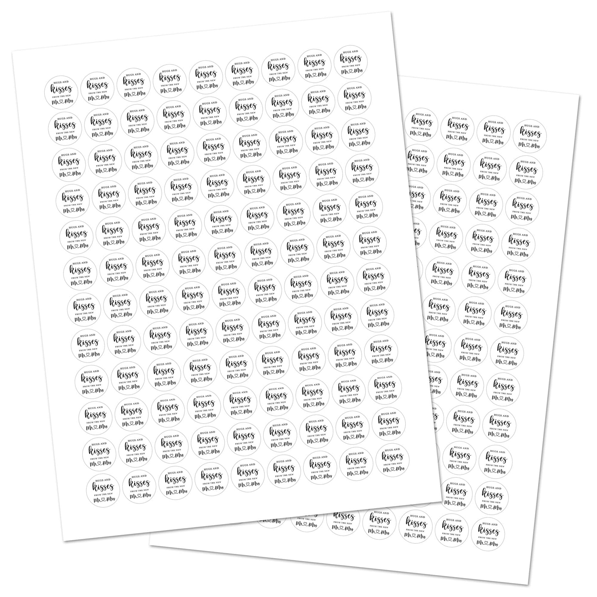 Hugs and Kisses from the new Mr. & Mrs. Mini Candy Stickers 0.75 Inch Wedding Favors Set of 216 (Black)