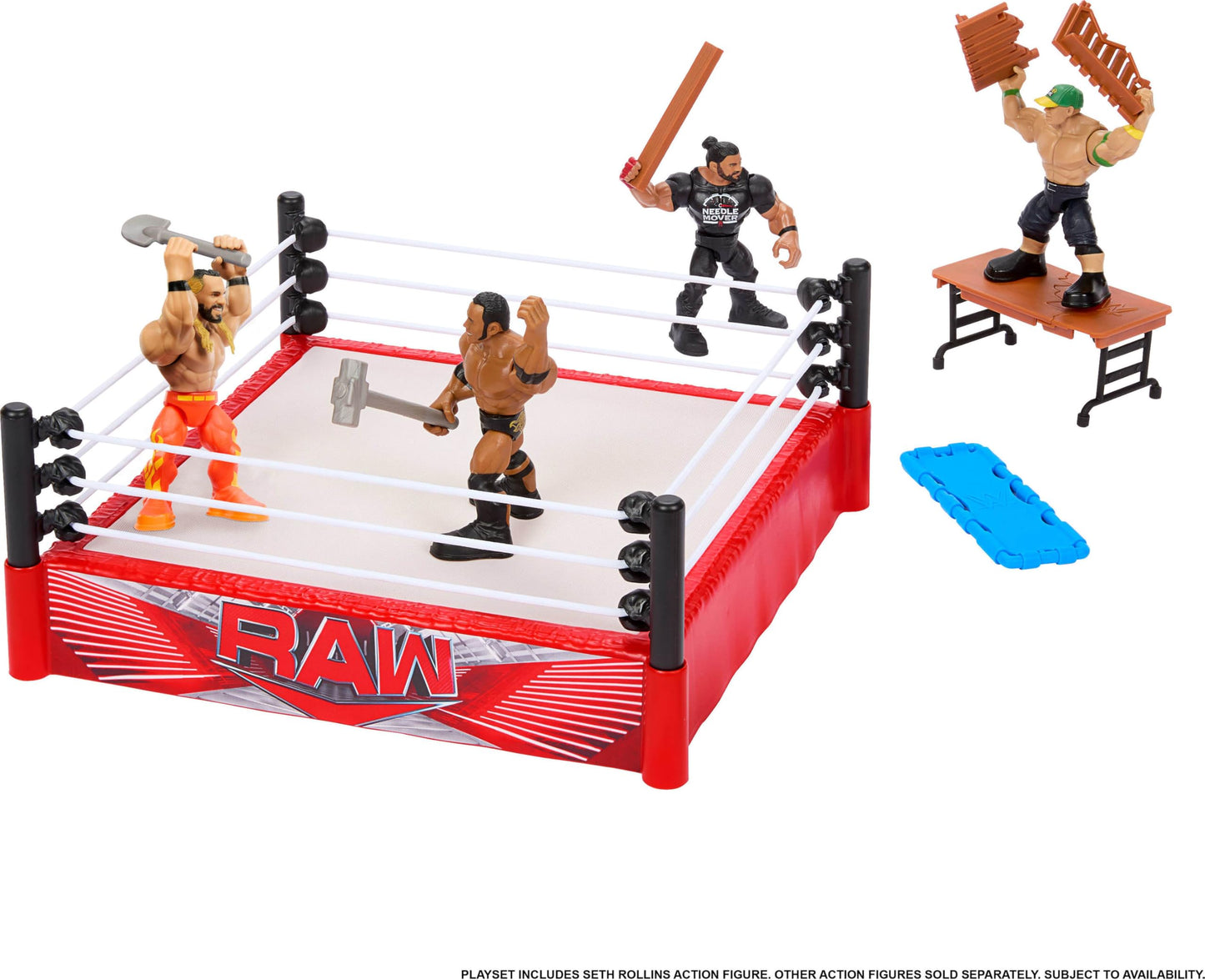 Mattel WWE Knuckle Crunchers Rebound Ring Playset, Includes 2.5-inch Seth Rollins Action Figure with Crunching Joints, Accessories & Flex Mat