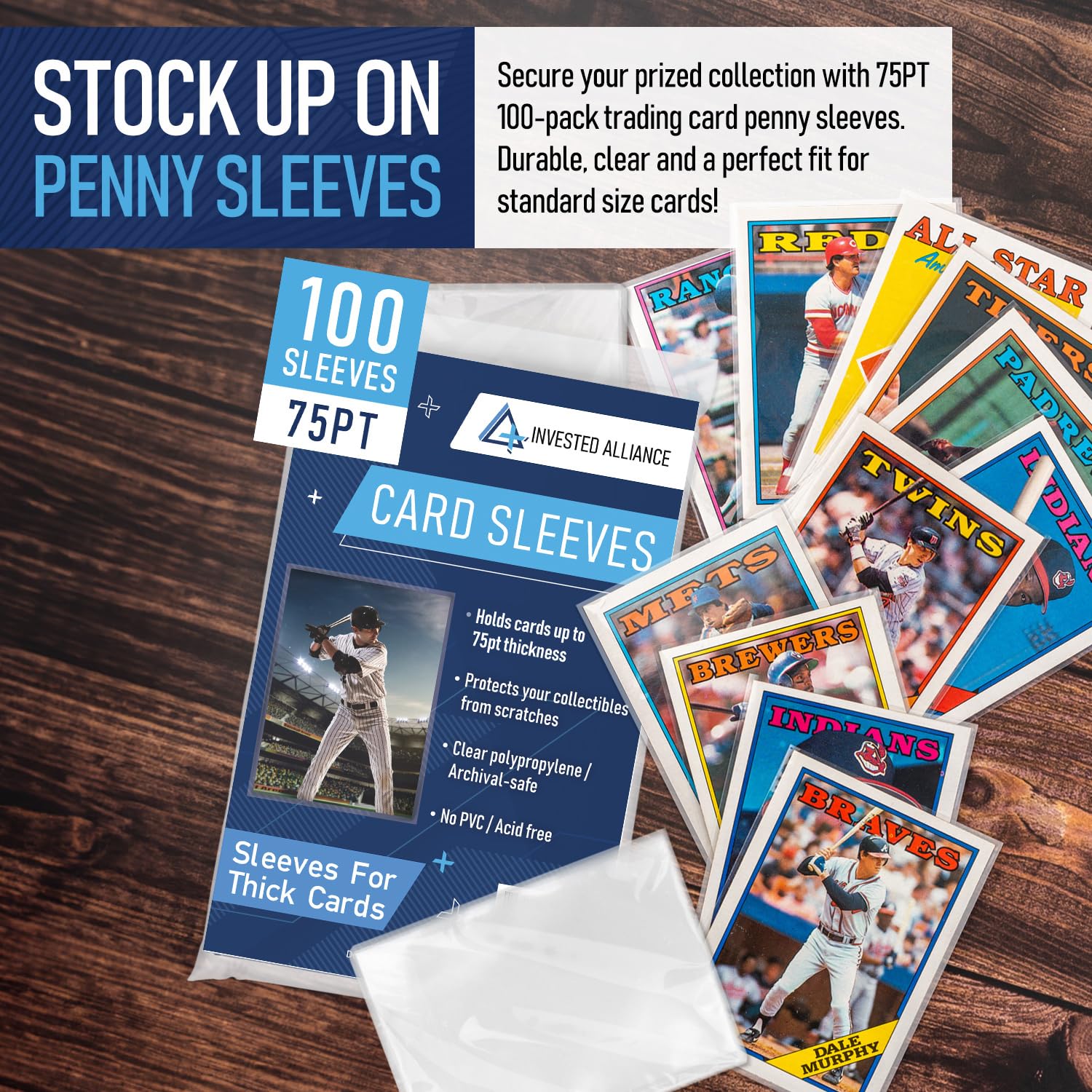 Premium Penny Sleeves for Trading Cards | Soft Trading Card Sleeves for Baseball Cards, Ultra Clear Plastic Pro Sports Card Sleeve, Football, MTG