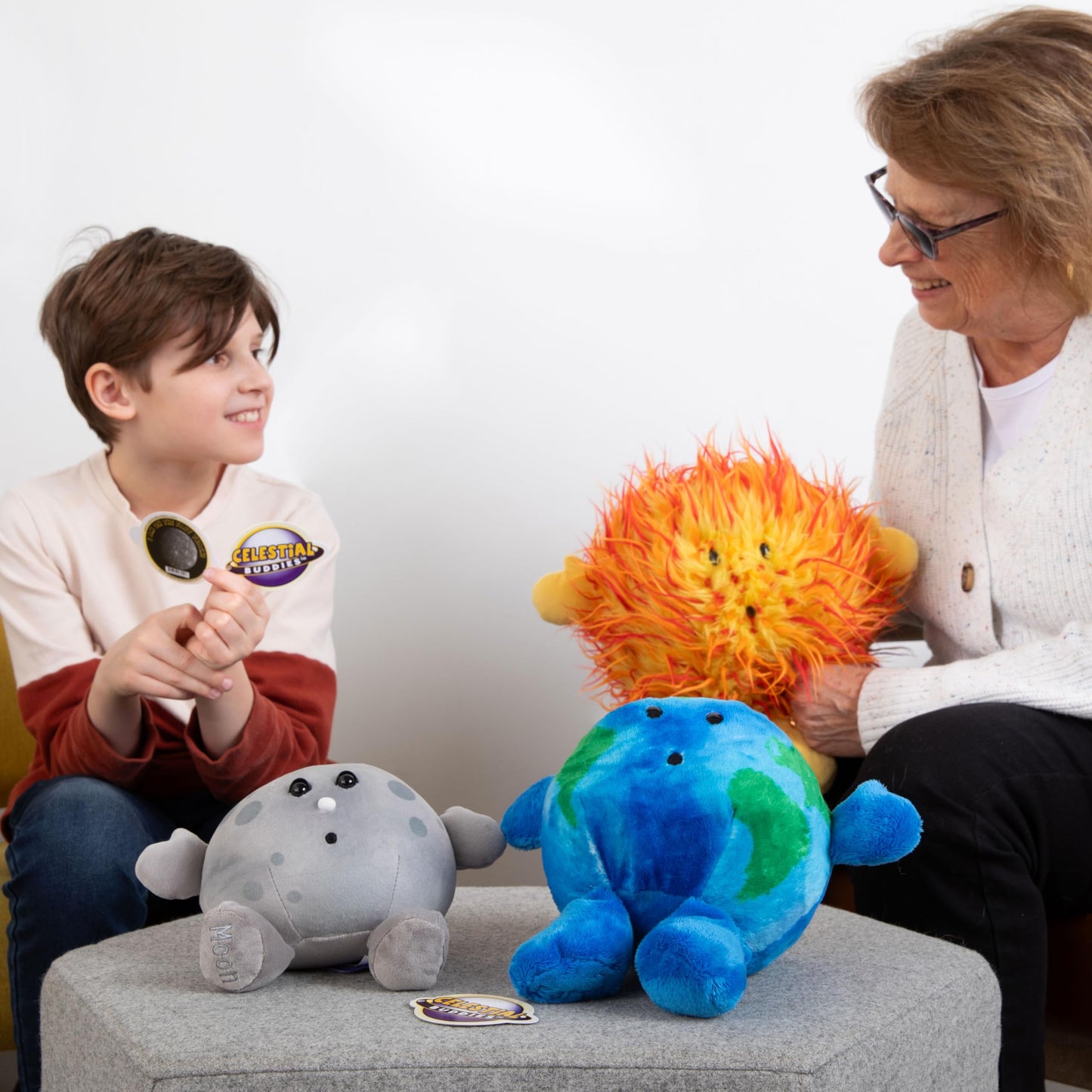 Celestial Buddies Earth Moon Sun Plush Bundle - Soft Educational Solar System Toys for Toddlers Preschool Kids - Space Science STEM Learning