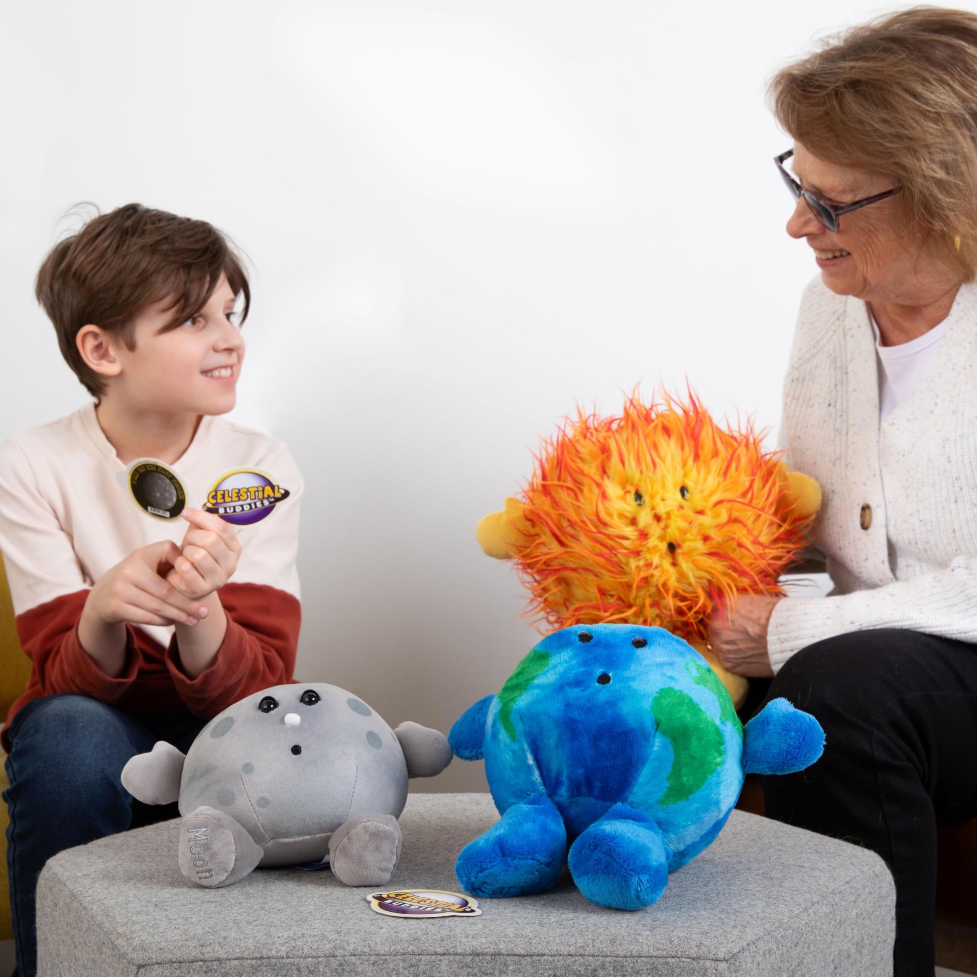 Celestial Buddies Earth Moon Sun Plush Bundle - Soft Educational Solar System Toys for Toddlers Preschool Kids - Space Science STEM Learning