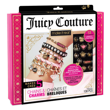 Make It Real: Juicy Coture Chains & Charms, DIY Bracelet Kit, Includes 12 Juicy Coture Charms, Makes Up to 5 Bracelets, Helps Young Girls Develop Fine