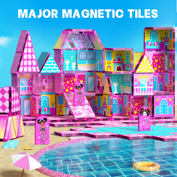 Magnetic Tiles 52PCS Magnetic Building Blocks for Kids Ages 3-5 4-8, STEM Montessori Preschool Classroom Must Haves, Toddler Sensory Educational Toys