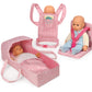 Badger Basket First Class 5-Piece Doll Travel Set for 18-Inch Dolls - Includes Travel Bed, Carrier, Reversible Blanket, and Accessories in Pink Stars
