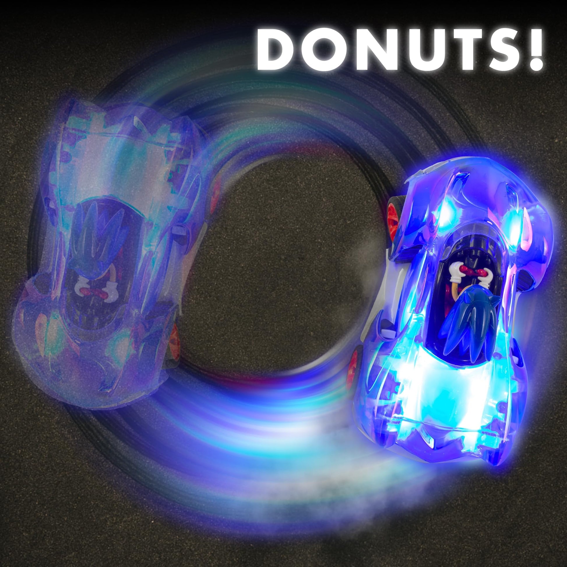 NKOK Sonic Glow Racer RC Car w/Turbo Boost | Ready-to-Run 1/16 Scale | Light-Up Body, USB Rechargeable AA Batteries