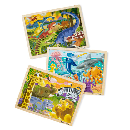 Melissa & Doug Jigsaw Puzzle Bundle (Dinosaur,Safari and Ocean)
