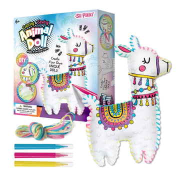 Llama Sewing Kit for Kids Ages 6+, Make Your Own Plush Toy Cute Friends, DIY Coloring & Stuffed Animals Craft Kits, Arts and Crafts for Beginner