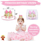 1st Birthday Girl Decorations WITH Birthday Crown- Baby First Birthday Decorations Girl - Pink and Gold Party Supplies - One Balloon, Heart
