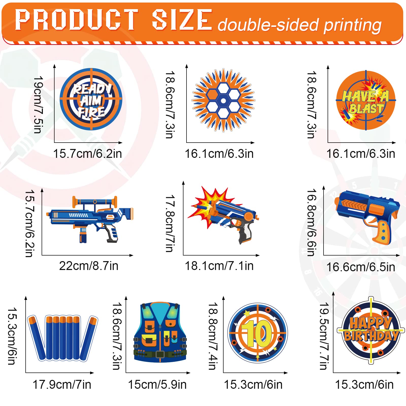 10 Pieces Dart War Party Decorations Dart War Gun Party Honeycomb Centerpieces Birthday Party Table Toppers Double Sided Table Decorations for Blaster