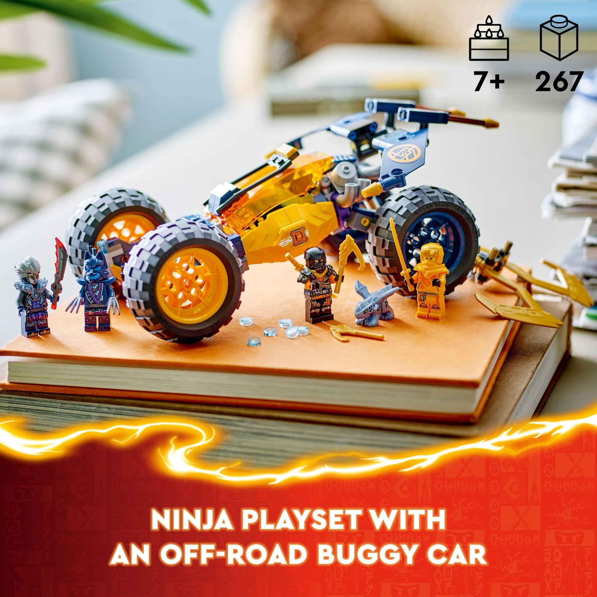 LEGO NINJAGO Arin’s Ninja Off-Road Buggy Car Toy with 4 Minifigures, Building Set for Kids with Dragon Toy from The NINJAGO Dragons Rising TV Show,