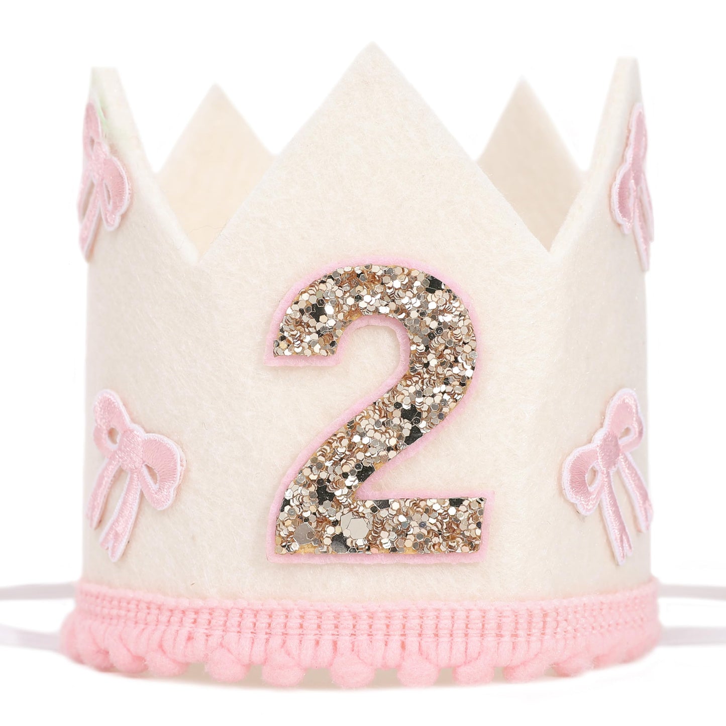 Pink Bow 2nd Crown,Bow 2nd Birthday Theme Crown,Girl Second Birthday Decor