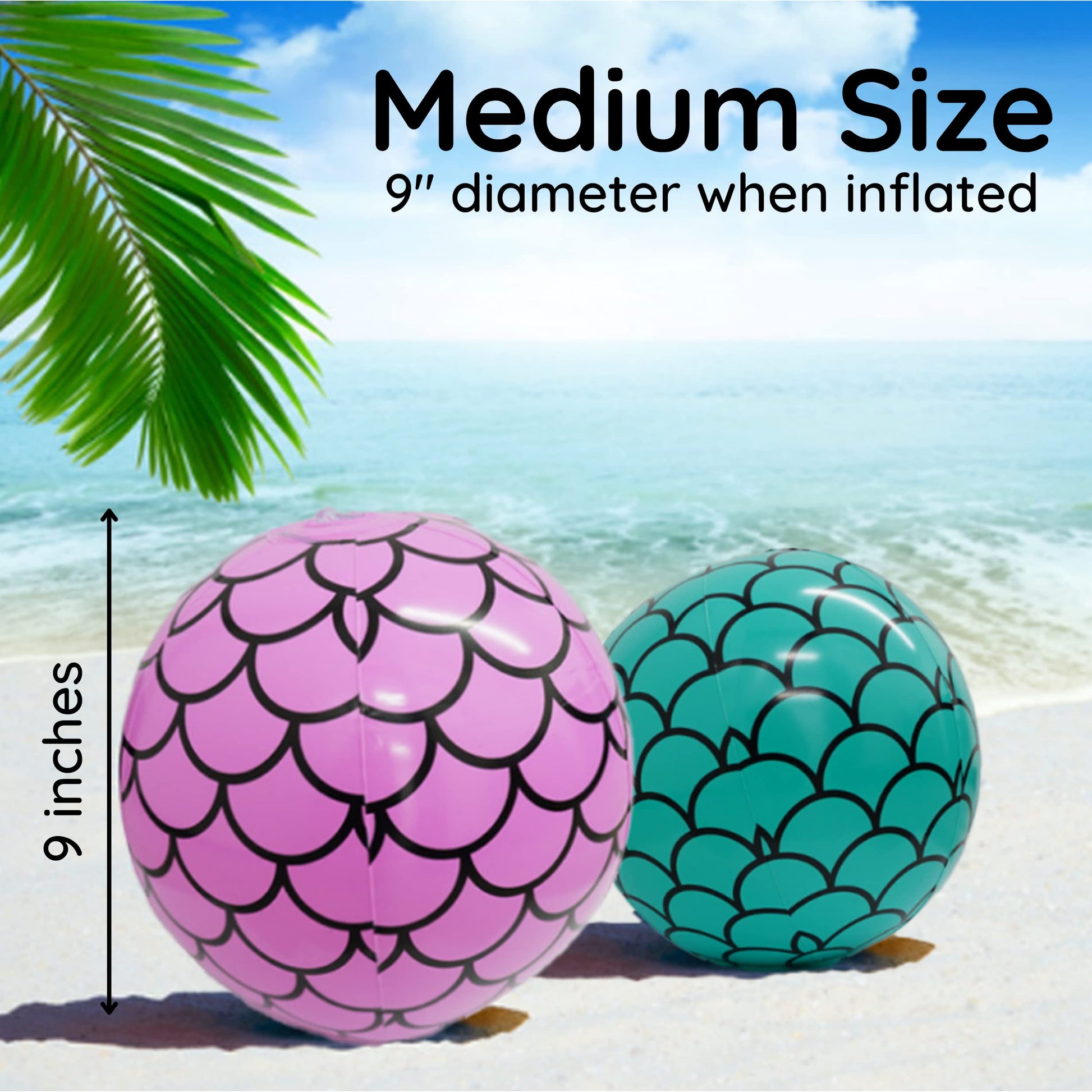 Mermaid Beach Balls (4 Pack) Mermaid Party Favors, Mermaid Party Decorations for Girls, Mermaid Birthday Party Supplies, Under The Sea Themed Party