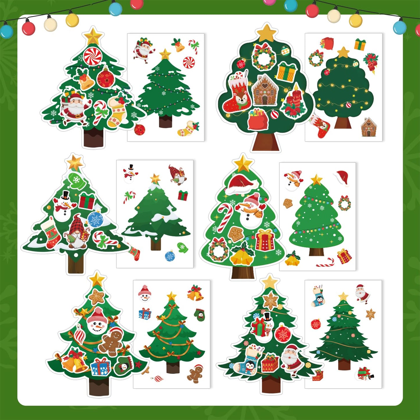 SYUCVQI Large Size Christmas Crafts Kit DIY Christmas Tree Ornament with Glue Dots and Twine Kits Xmas Hanging Ornaments for Holiday Decorations