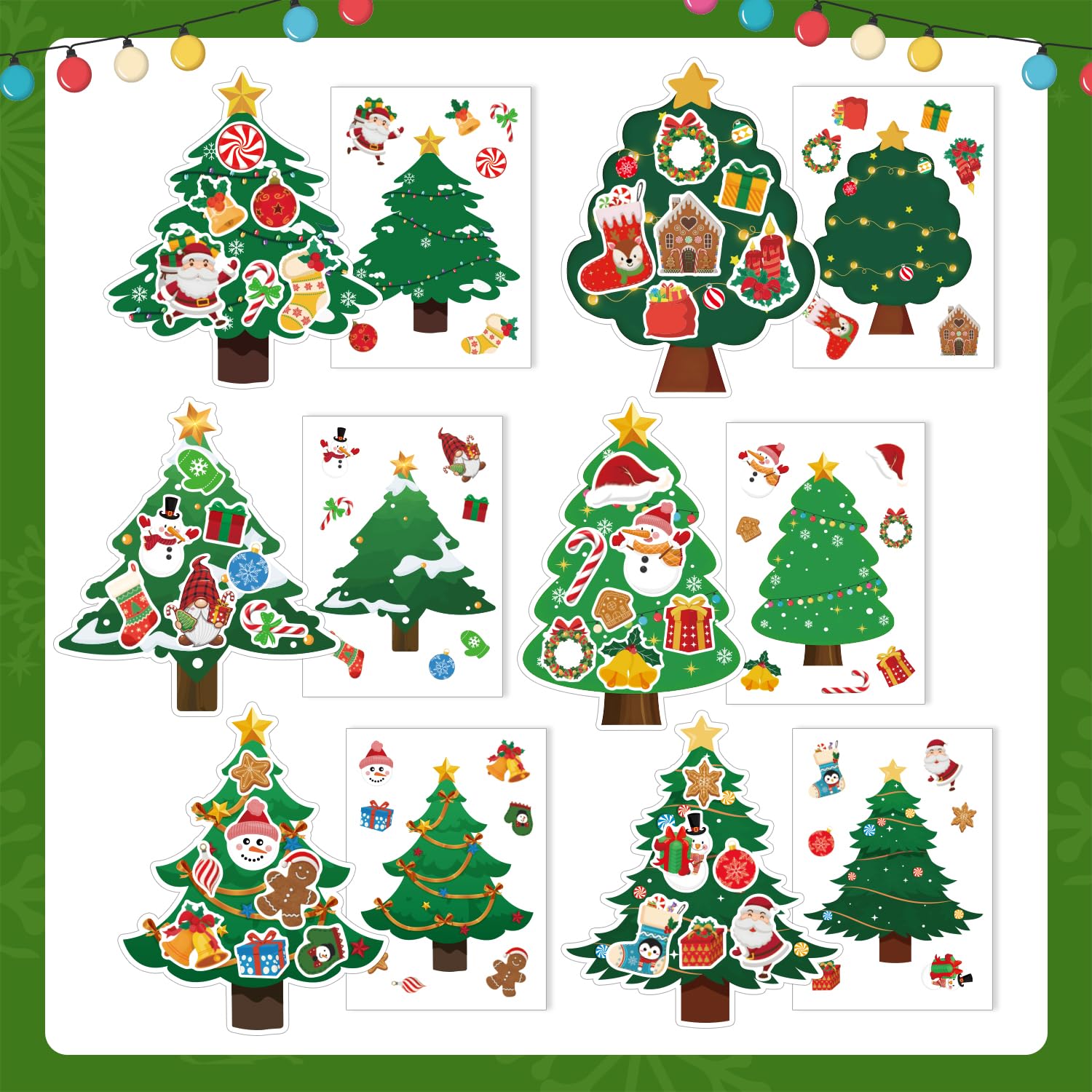 SYUCVQI Large Size Christmas Crafts Kit DIY Christmas Tree Ornament with Glue Dots and Twine Kits Xmas Hanging Ornaments for Holiday Decorations