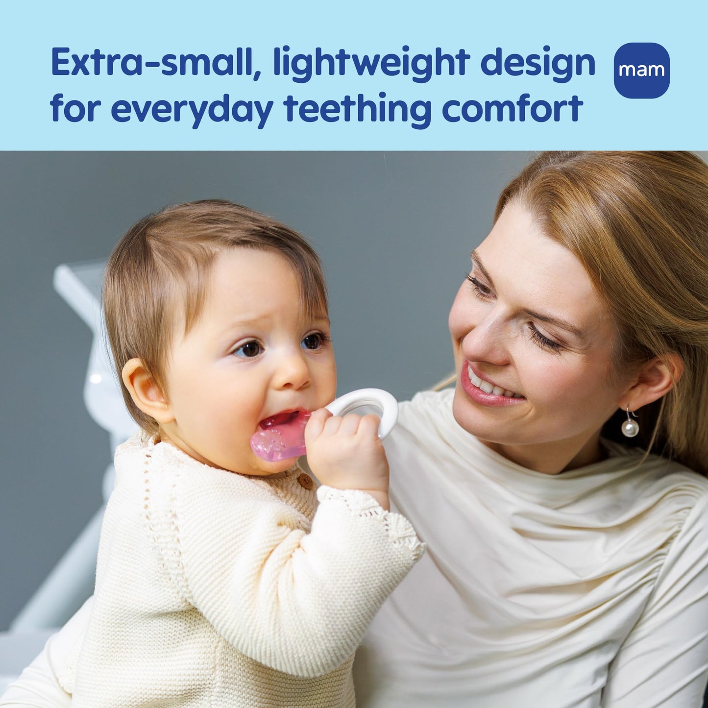 MAM Mini Cooler Lightweight Baby Teether with Clip 2+ Months 1 Pack