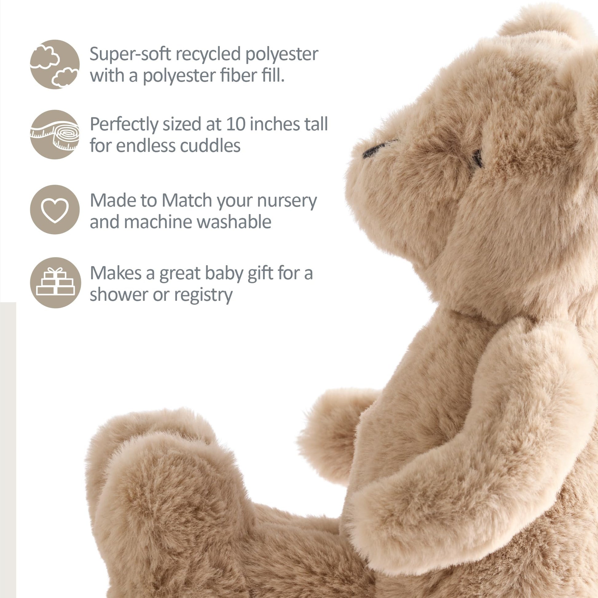 Butterblu Snuggle Buddy - Stuffed Animal Soft Plushie 10 inches Plush Toy Sustainable Gift for Newborn Infant and Baby, Teddy The Bear, One Size