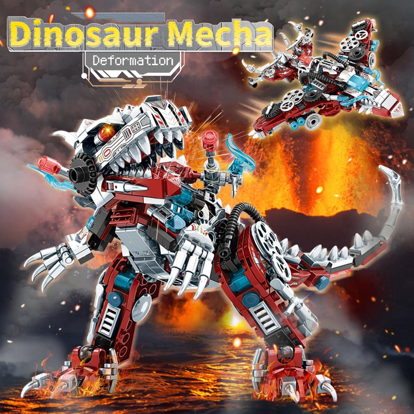 BDXEJV STEM 2 in 1 Dinosaurs Building Kits 422PCS, Compatible with Normal Dinosaurs Bricks, Toys for Kids Age 6-10 Year Old, Educational Building Sets