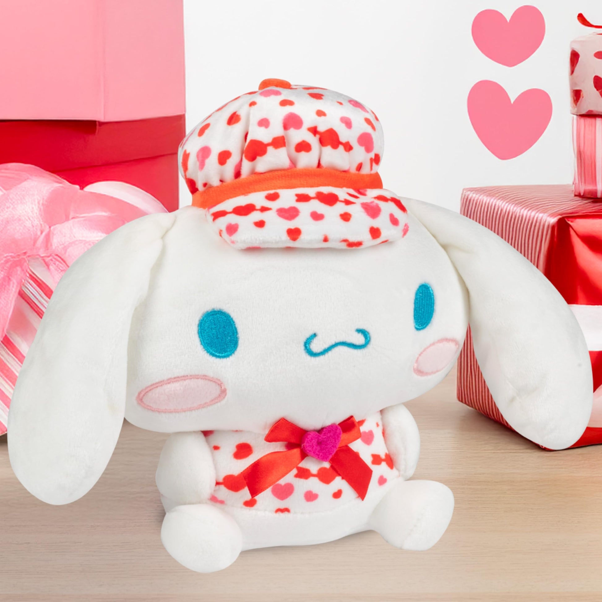 Cinnamoroll 8 Inch Hearts Valentine's Day Plush - Officially Licensed Hello Kitty & Friends - Authentic Collectible Stuffed Animal Holiday Toy - Gift
