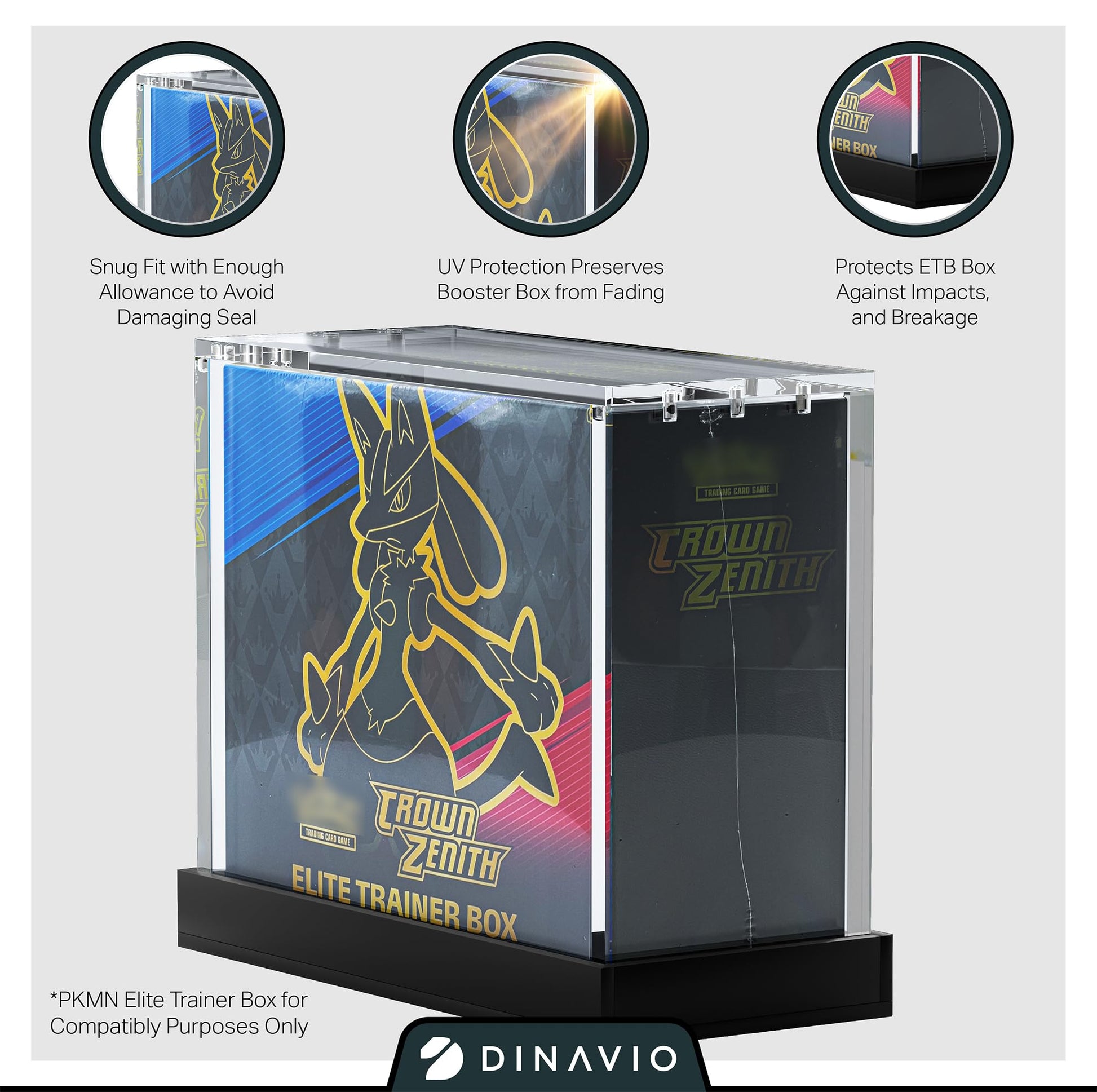 Dinavio Crafthouse Elite Trainer Box Acrylic Case - ETB Protector Case - Elite Trainer Box Protector - 8mm + 5mm Acrylic 5x3mm Magnets - Compatible