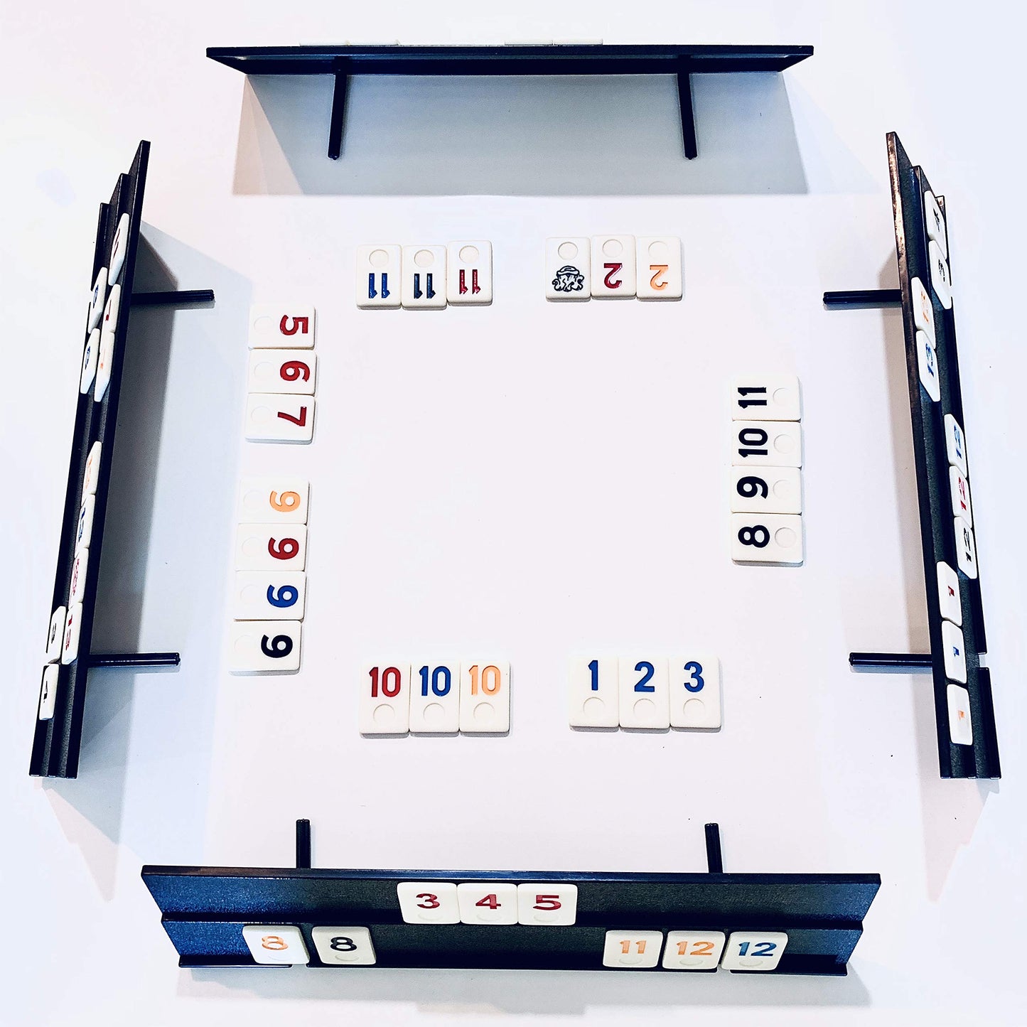 Rummy Tiles Game, 106 Tiles Rummy Game, 4 Durable Full-Size Racks, Black Travel Case for Easy Carrying