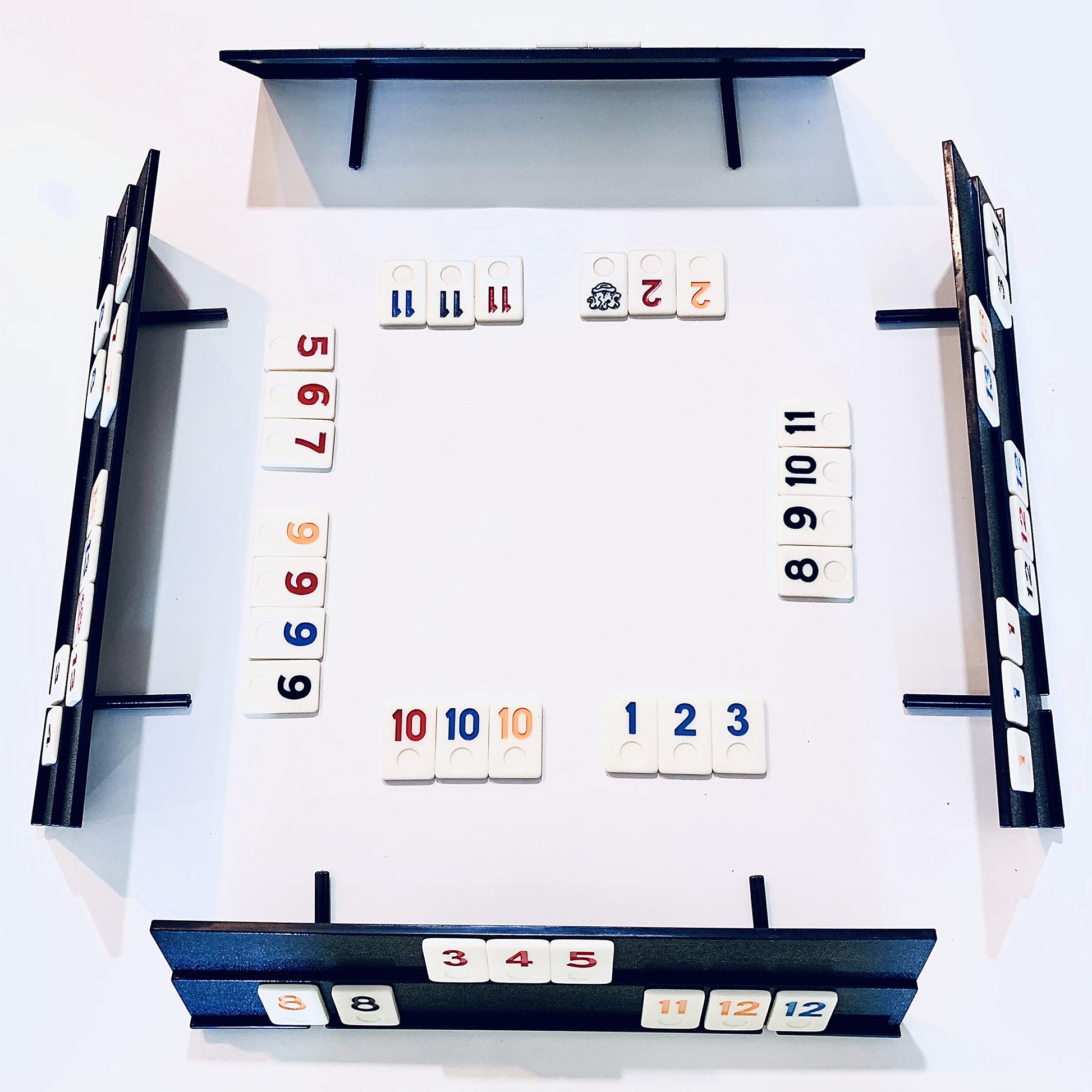 Rummy Tiles Game, 106 Tiles Rummy Game, 4 Durable Full-Size Racks, Black Travel Case for Easy Carrying
