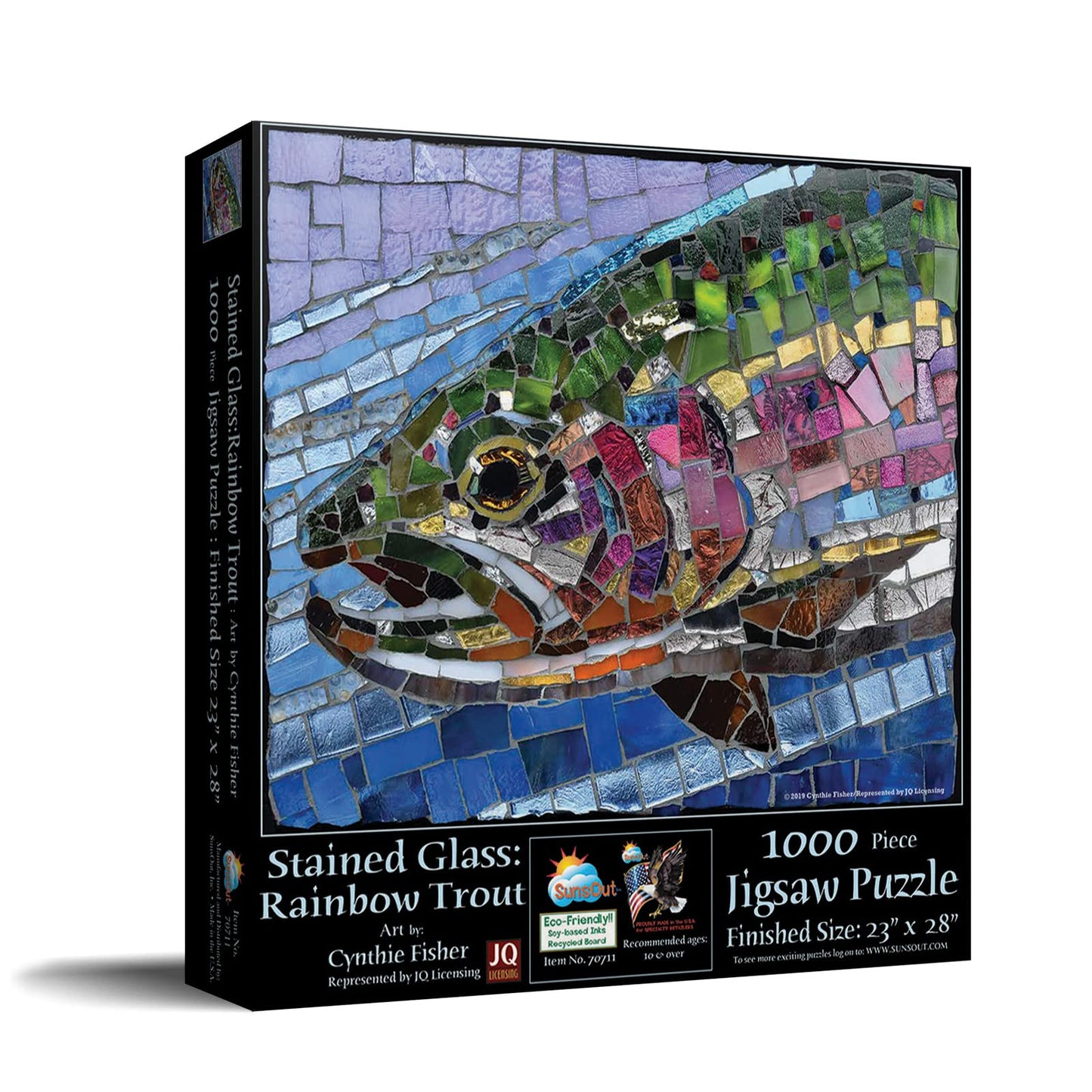 SUNSOUT INC - Stained Glass Rainbow Trout - 1000 pc Jigsaw Puzzle by Artist: Cynthie Fisher - Finished Size 23" x 28" - MPN# 70711