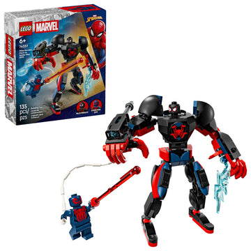 LEGO Marvel Miles Morales Mech vs. Spider-Man 2099 Building Toy for Boys & Girls - Poseable Super Hero Mech & 2 Marvel Minifigures for Kids & Fans