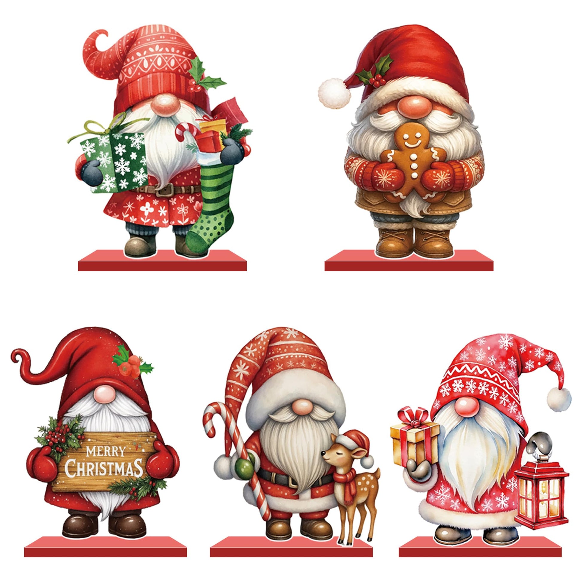 Christmas Table Decorations Gnomes Merry Christmas Sign Centerpiece Tabletop Wooden for Xmas Toppers for Holiday Party Supplies