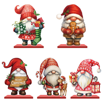 Christmas Table Decorations Gnomes Merry Christmas Sign Centerpiece Tabletop Wooden for Xmas Toppers for Holiday Party Supplies