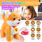 HCdoujoy Walking Barking Singing Corgi Puppy Toy, Repeats What You Say, Realistic Licking Tongue Wagging Tail Mechanical Dog with Touch or Voice