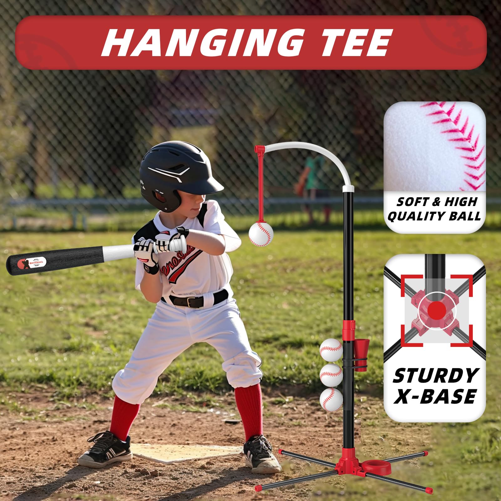 Wee Wonders 3-in-1 T Ball Set for Kids 3-5, Adjustable Height Tee Ball Set