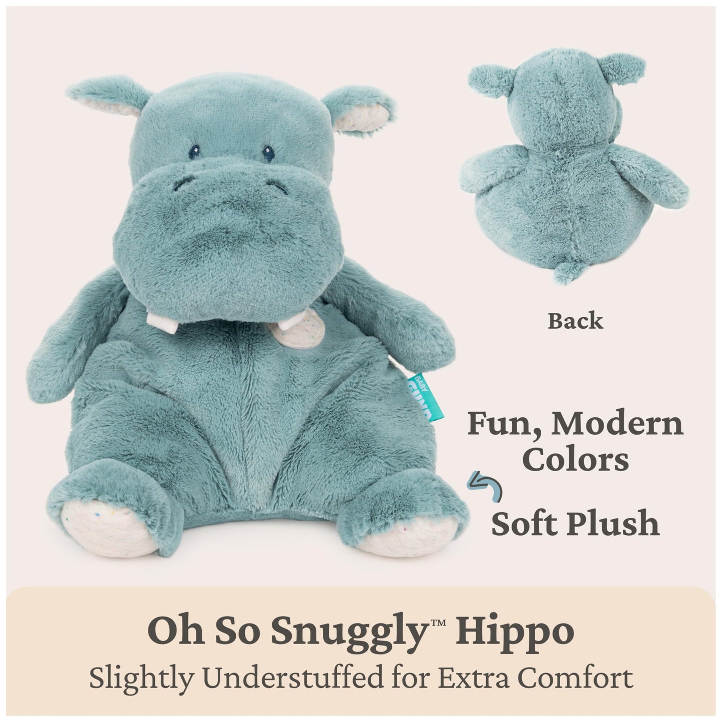 GUND Baby Oh So Snuggly Hippo 12.5-Inch Plush Toy, Ages 0+
